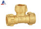 Three Ways 16mm Tee Brass Fittings DIN259 Brass Hose Pipe Connectors